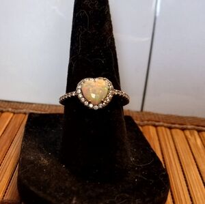 Heart-Shaped Opal and Diamond Ring